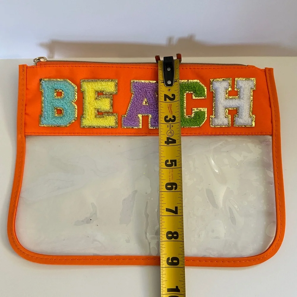 NEW Chenille Letter Clear Travel Pouch